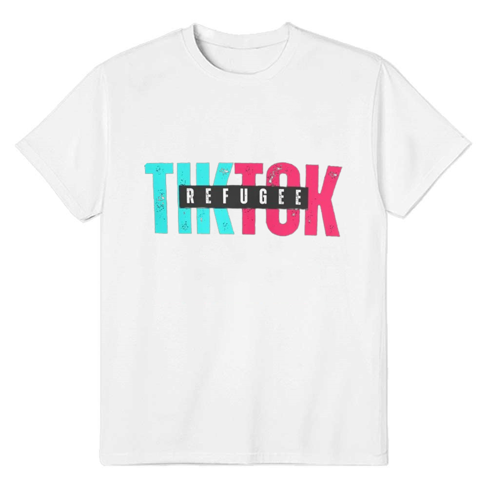 TikTok Refugee Print Soft White T-shirt