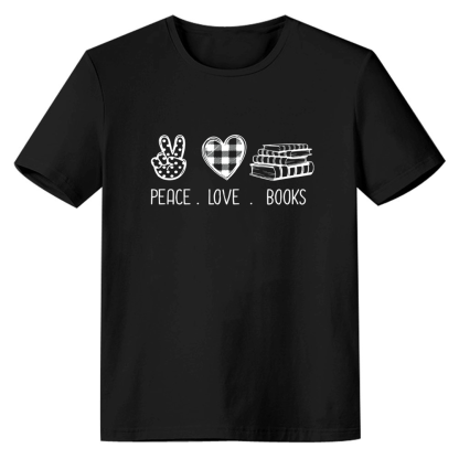 World Book Day Peace love book Black T-shirt