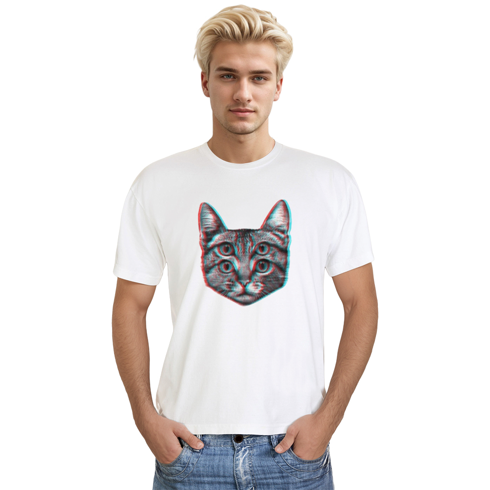 Adult Unisex 3D Cat Pet Lover White T-shirt Costume