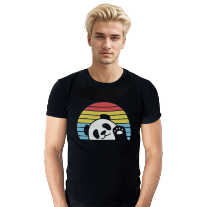 Adult Unisex Hallo Panda Wild Animals Panda Lover Black T-shirt Costume
