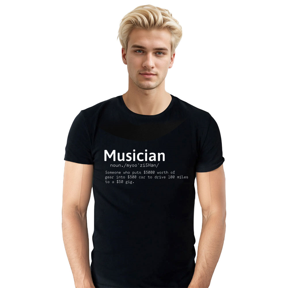 Adult Unisex Musician Funny Music Festival Black T-shirt Costume