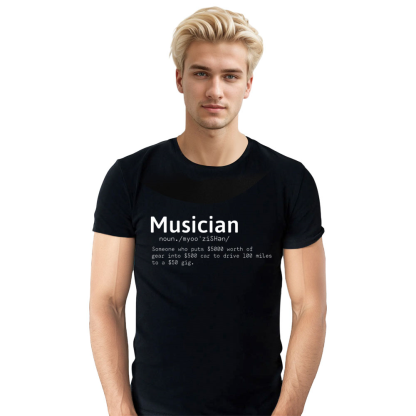 Adult Unisex Musician Funny Music Festival Black T-shirt Costume