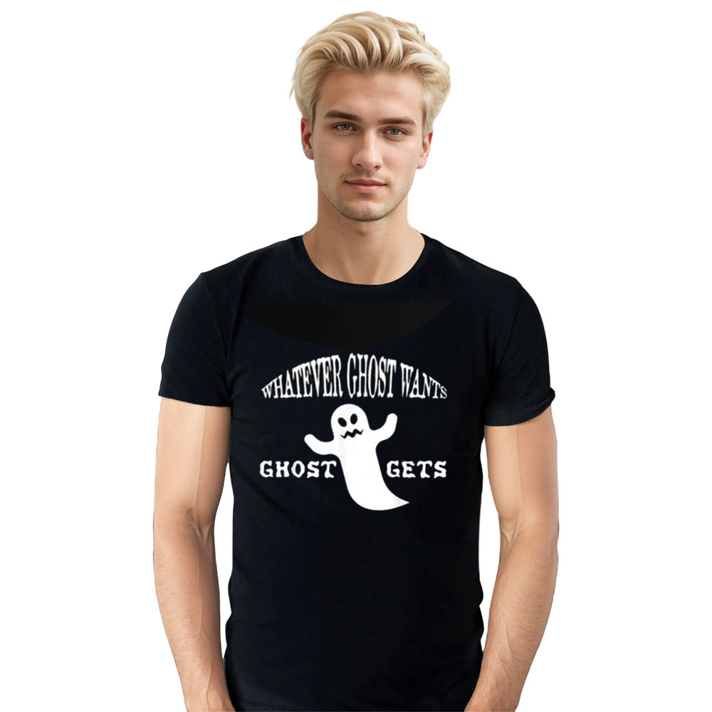 Adult Unisex Halloween Scary Whatever Ghost Halloween Black T-shirt Costume