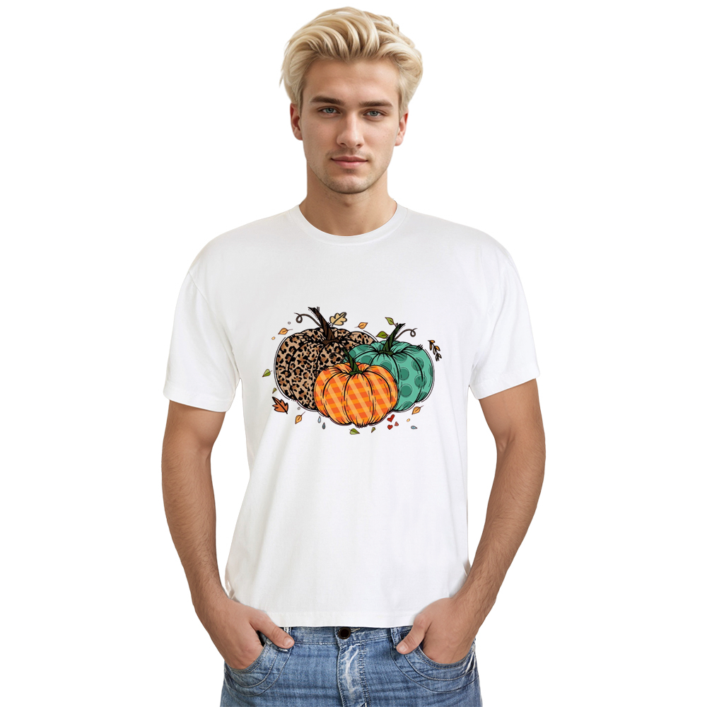 Adult Unisex Halloween Pumpkin Thanksgiving White T-shirt Costume