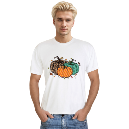 Adult Unisex Halloween Pumpkin Thanksgiving White T-shirt Costume
