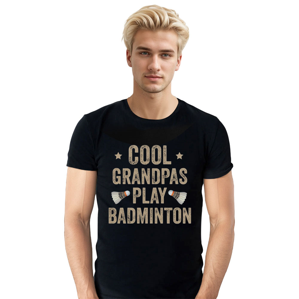 Adult Unisex Cool Grandpas Play Badminton Black Sport T-shirt Costume