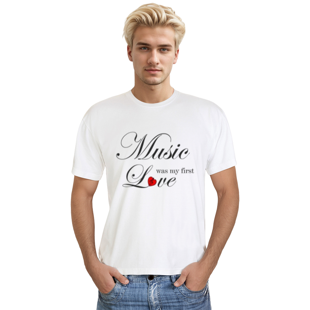 Adult Unisex Music Was My First Love Music Festival White T-shirt Costume
