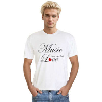 Adult Unisex Music Was My First Love Music Festival White T-shirt Costume