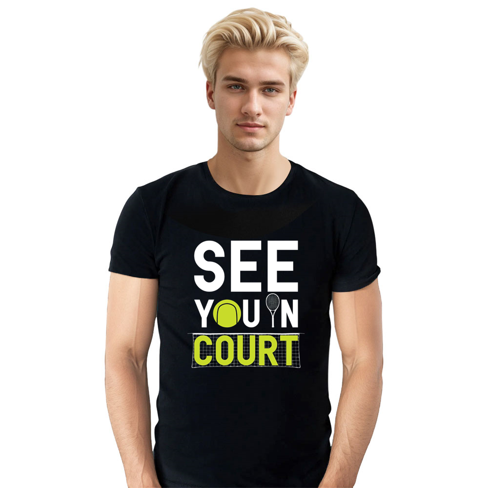 Adult Unisex Tennis Player Sport Lover Black T-shirt Costume