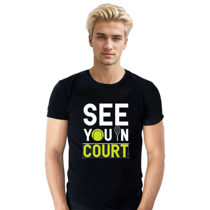 Adult Unisex Tennis Player Sport Lover Black T-shirt Costume