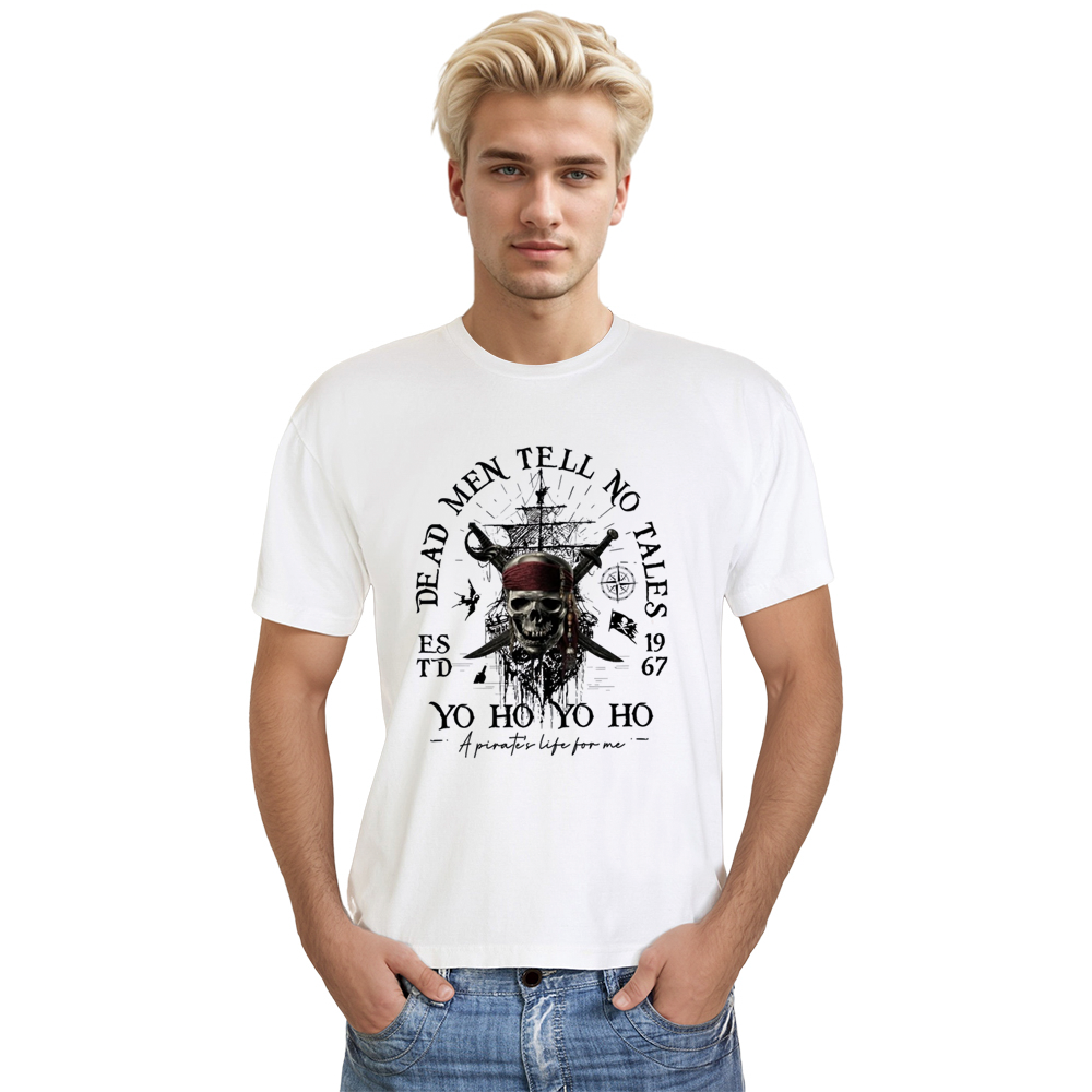 Adult Unisex Dead Men Tell No Tales 1967 White Pirate Lover T-shirt Costume