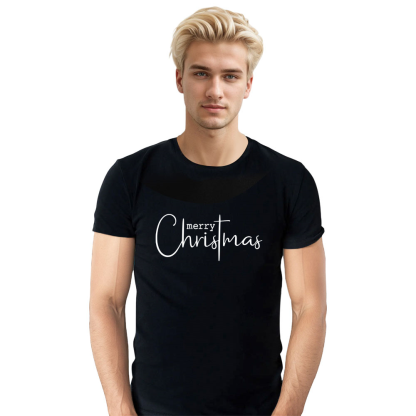 Adult Unisex Xmas Merry Christmas Festival Black T-shirt Costume