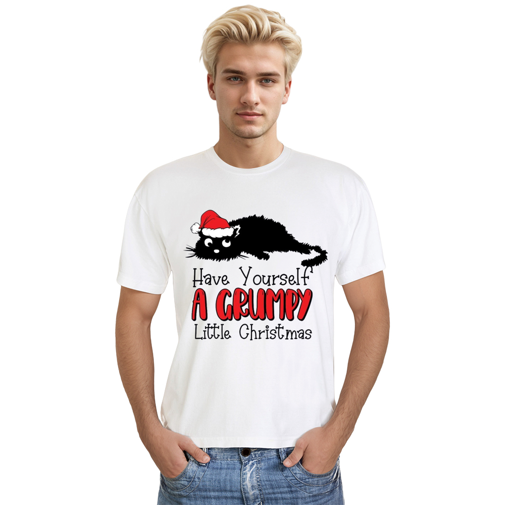 Adult Unisex Hate Christmas Sarcastic Cat Xmas White Festival T-shirt