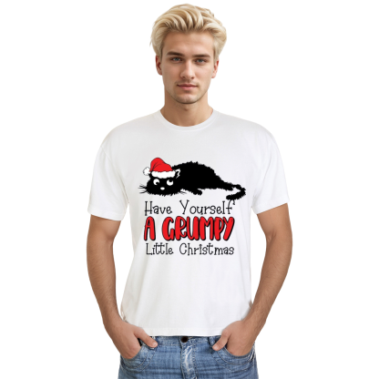 Adult Unisex Hate Christmas Sarcastic Cat Xmas White Festival T-shirt