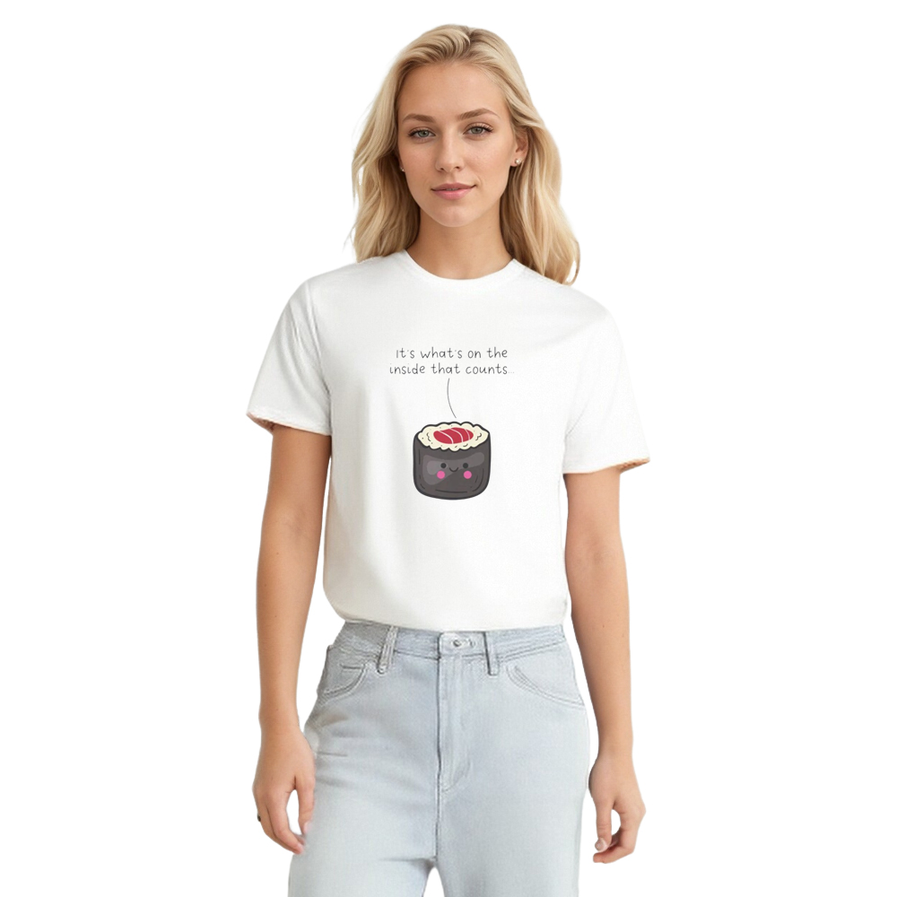 Adult Unisex Foodie Cute Sushi Food Lover White T-shirt