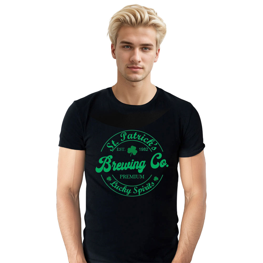 Adult Unisex Happy St. Patrick's Day Gnomes Black T-shirt