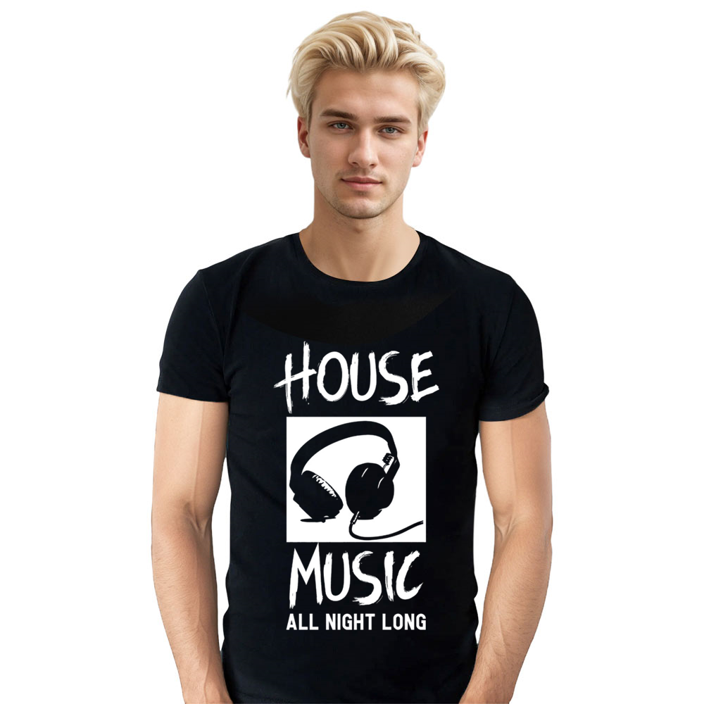 Adult Unisex Dj House Music Old School Music Lover Black T-shirt