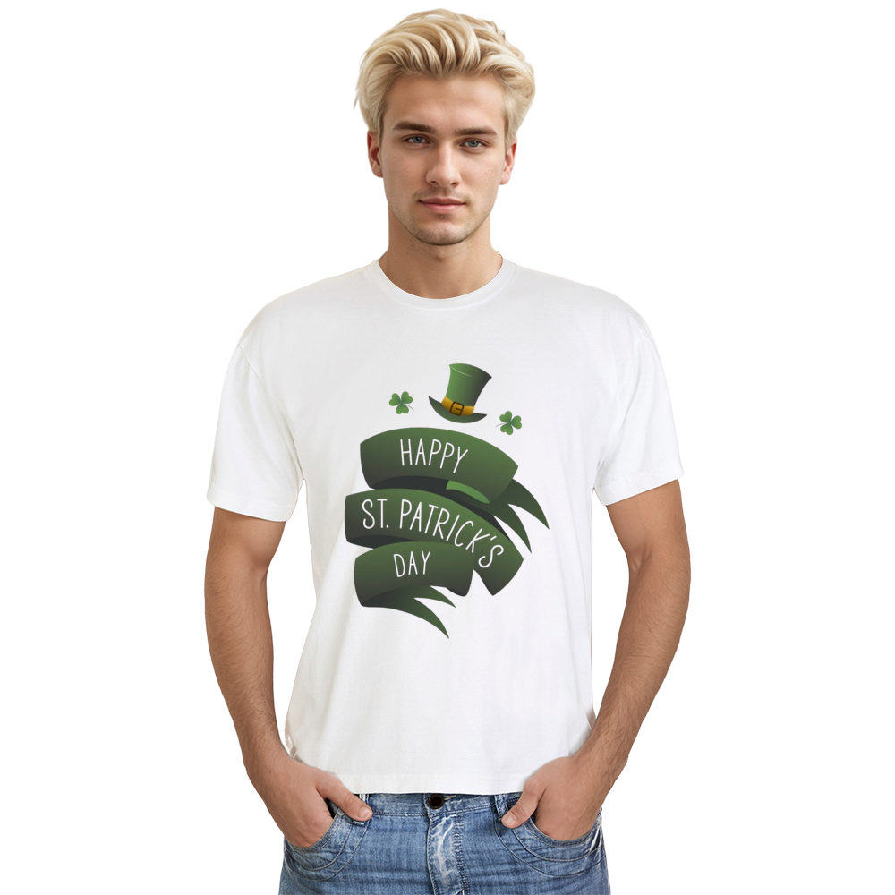 Adult Unisex Happy St. Patrick's Day White T-shirt