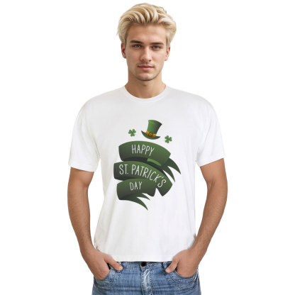 Adult Unisex Happy St. Patrick's Day White T-shirt