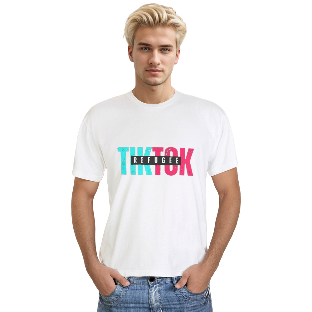 TikTok Refugee Print Soft White T-shirt