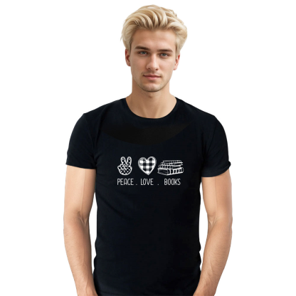 World Book Day Peace love book Black T-shirt