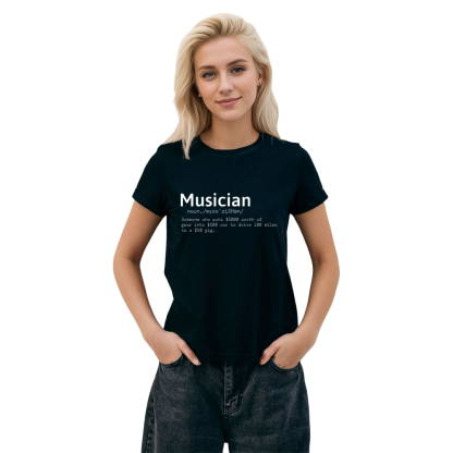 Adult Unisex Musician Funny Music Festival Black T-shirt Costume