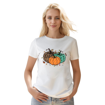 Adult Unisex Halloween Pumpkin Thanksgiving White T-shirt Costume