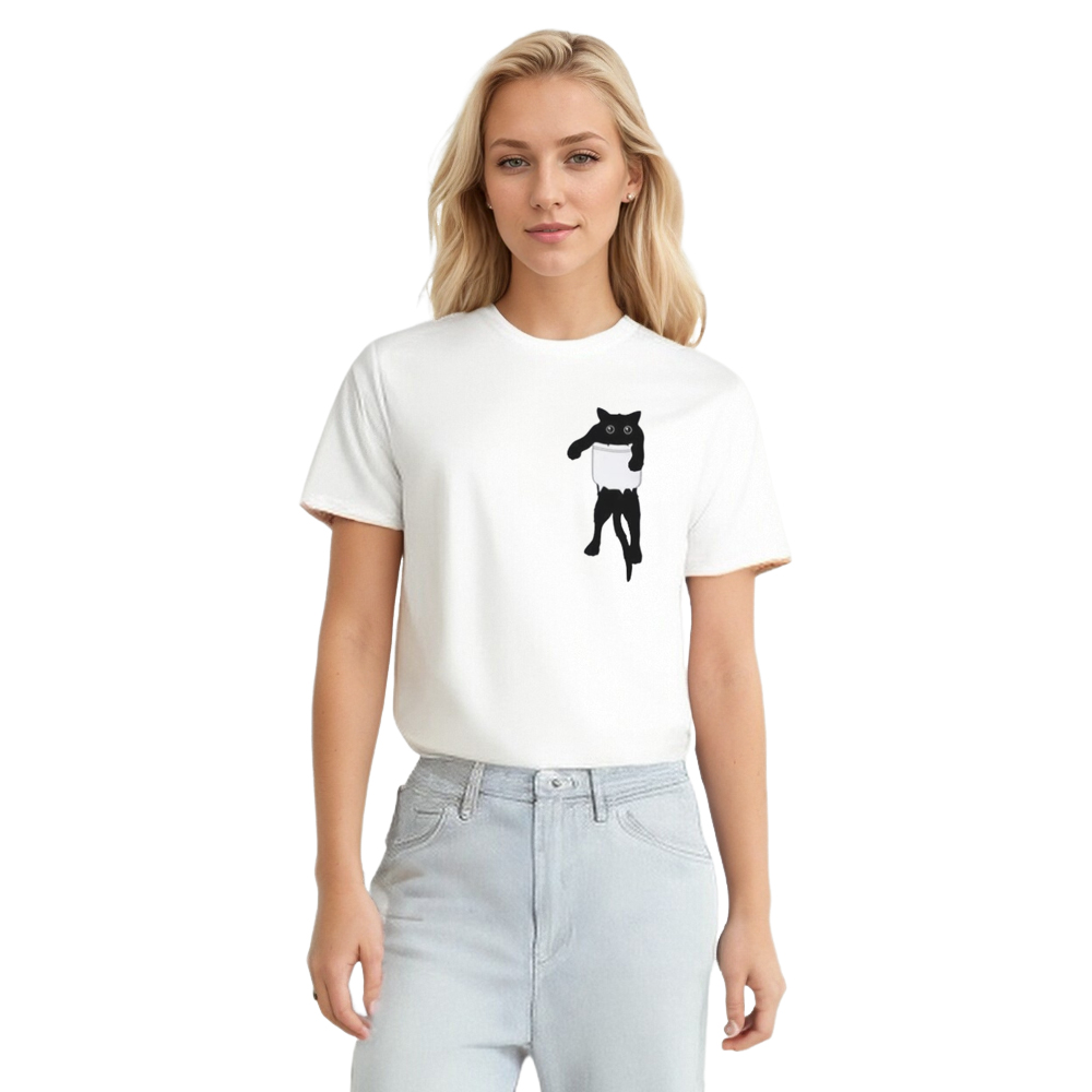 Adult Unisex Cute Cat Funny Pet Lover White T-shirt Costume