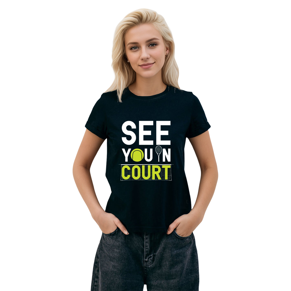 Adult Unisex Tennis Player Sport Lover Black T-shirt Costume