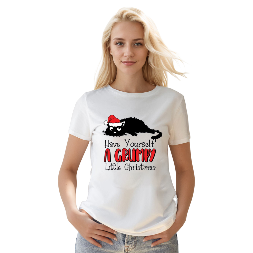 Adult Unisex Hate Christmas Sarcastic Cat Xmas White Festival T-shirt