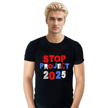 Adult Unisex Stop Project 2025 New Year Black Festival T-shirt