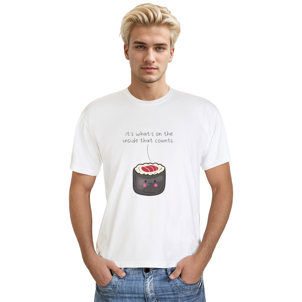 Adult Unisex Foodie Cute Sushi Food Lover White T-shirt