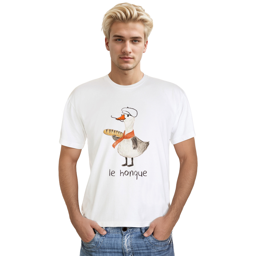 Adult Unisex Funny French Goose Animals Lover White T-shirt