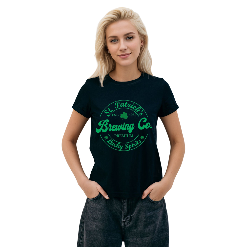 Adult Unisex Happy St. Patrick's Day Gnomes Black T-shirt