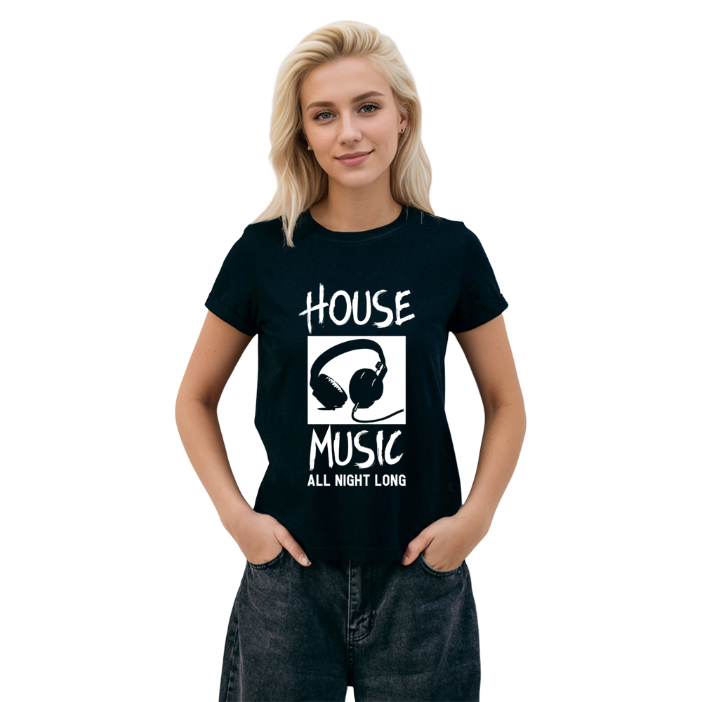 Adult Unisex Dj House Music Old School Music Lover Black T-shirt