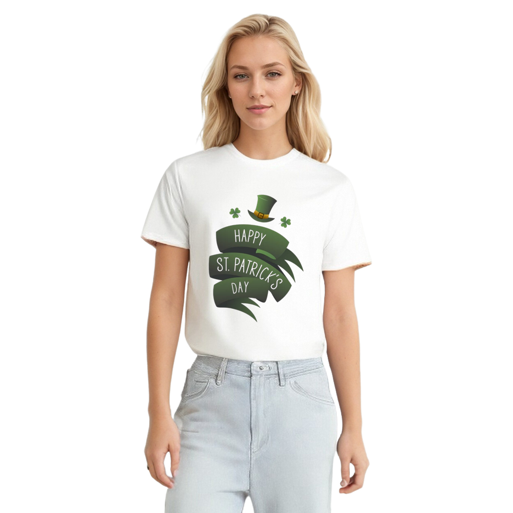 Adult Unisex Happy St. Patrick's Day White T-shirt