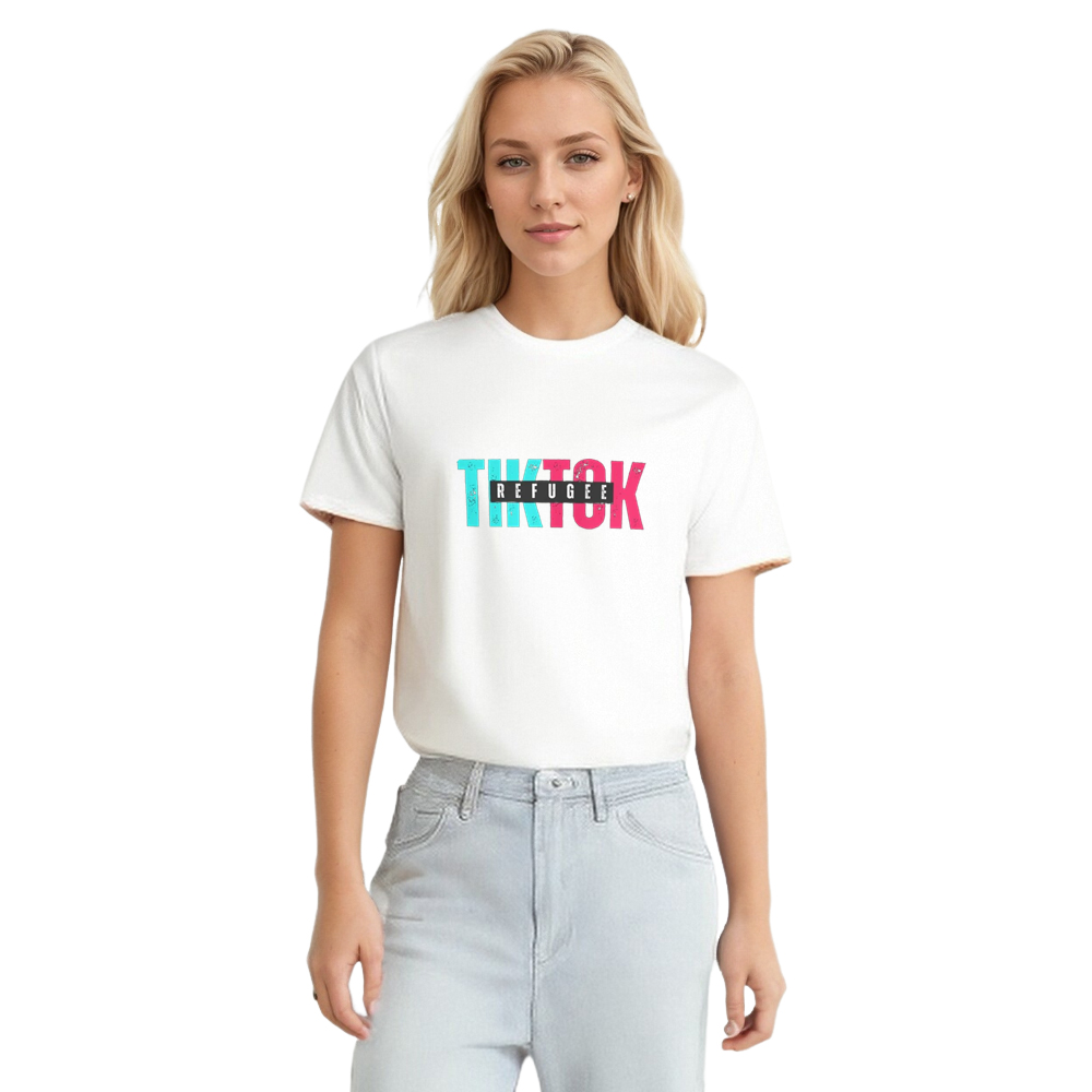 TikTok Refugee Print Soft White T-shirt