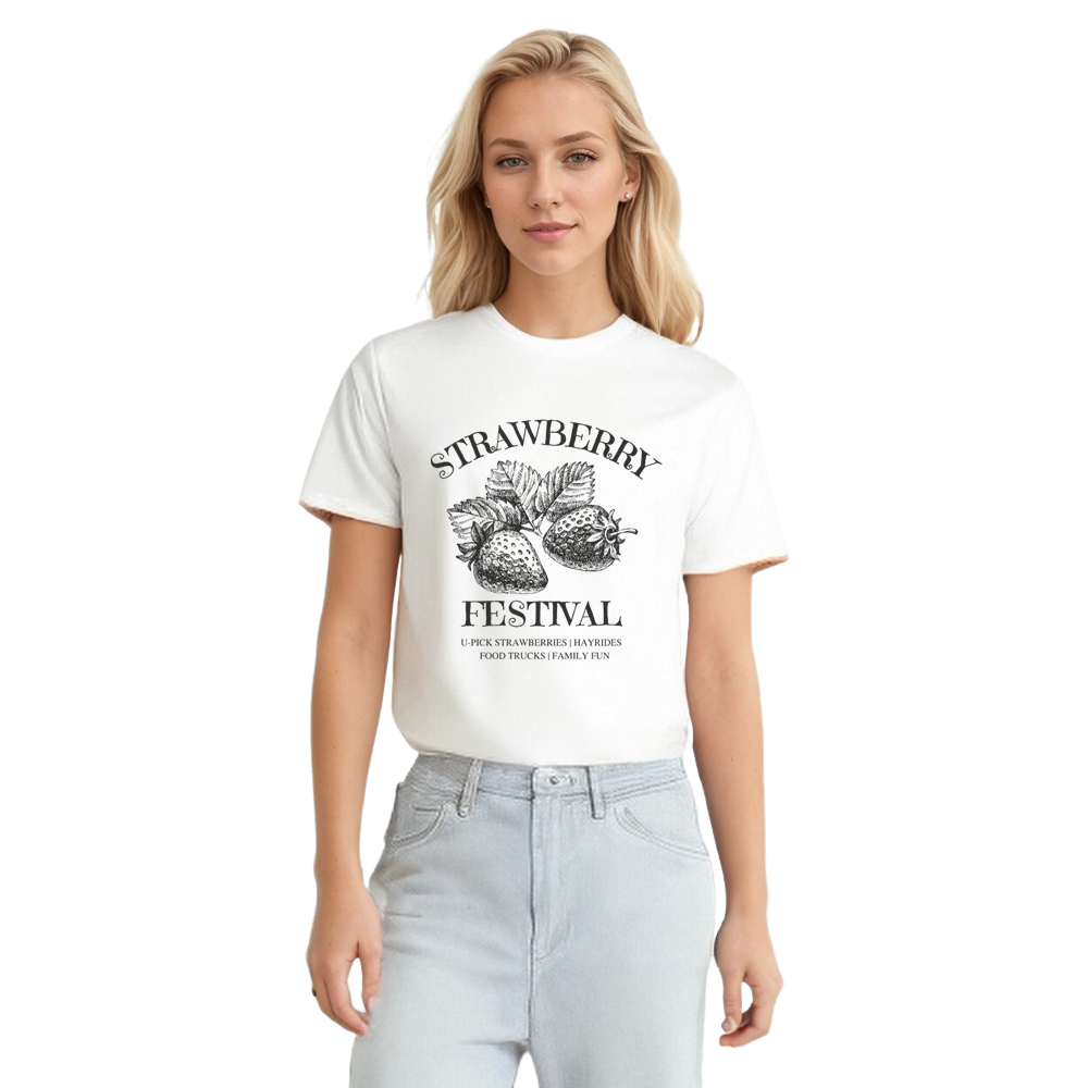 Comfort Colors® Strawberry Festival Adult Unisex Fruit White T-shirt