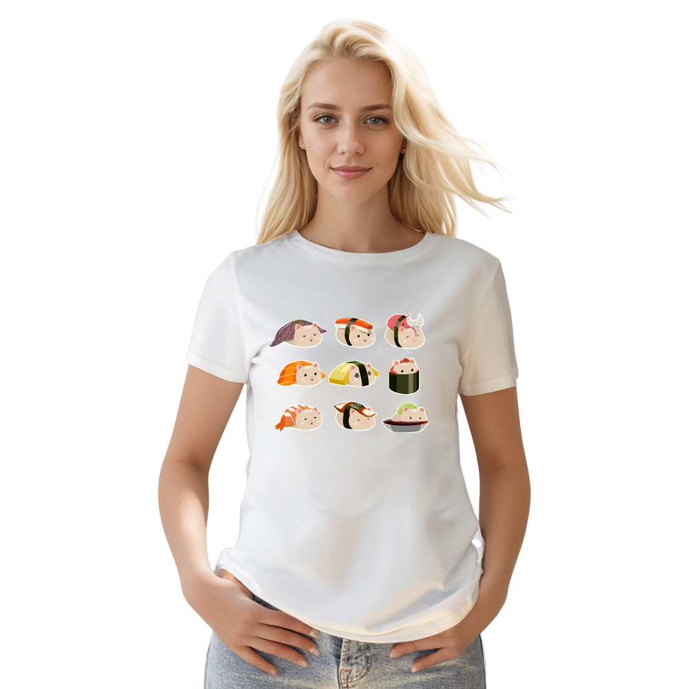 Adult Unisex Sushi Cat Pet Food Lover White T-shirt Costume