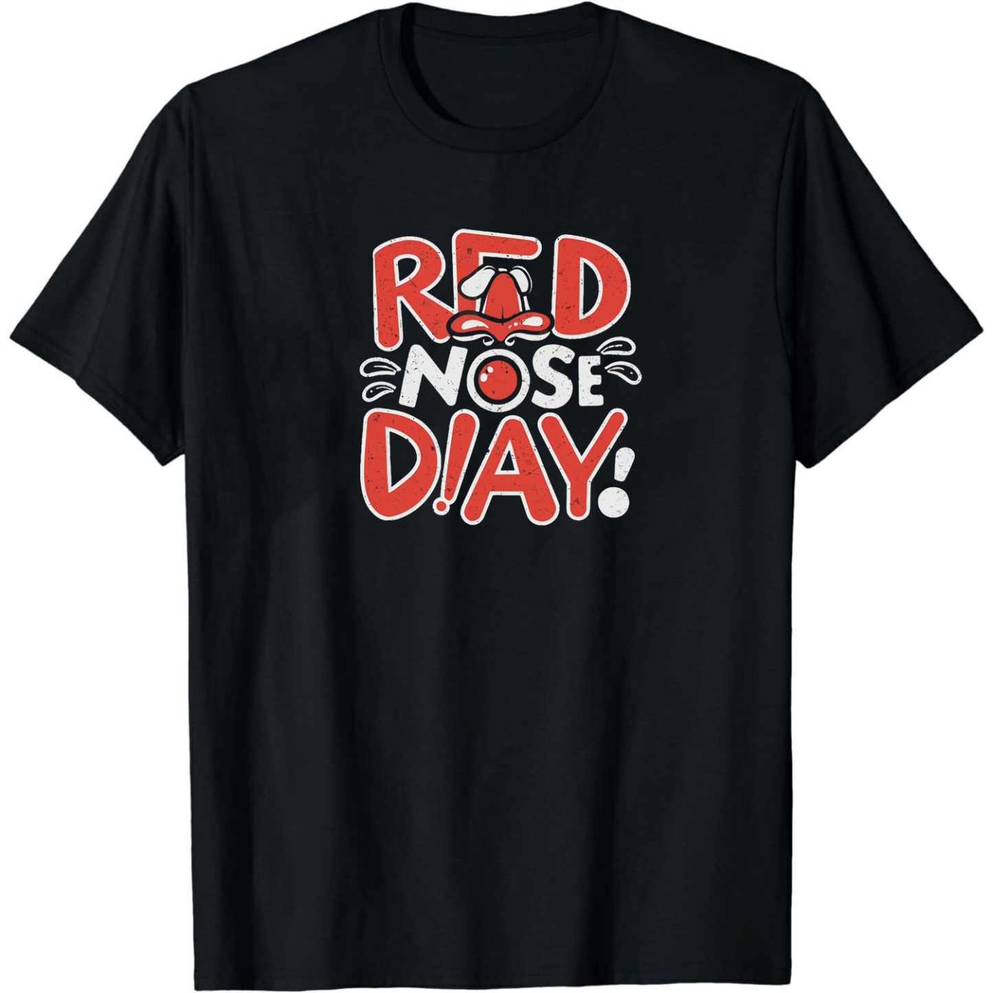Adult Red Nose Black Short Sleeve T-shirt Outfits Top Costume