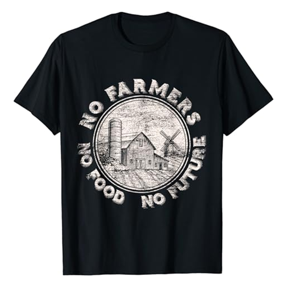 Adult Unisex No Farmers No Food No Future Black Short Sleeve T-shirt Costume
