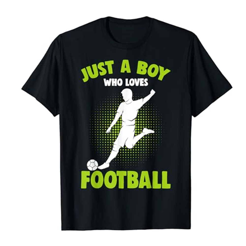 Adult Unisex Just A Boy Who Loves Football Player Football Lover Black T-shirt Costume