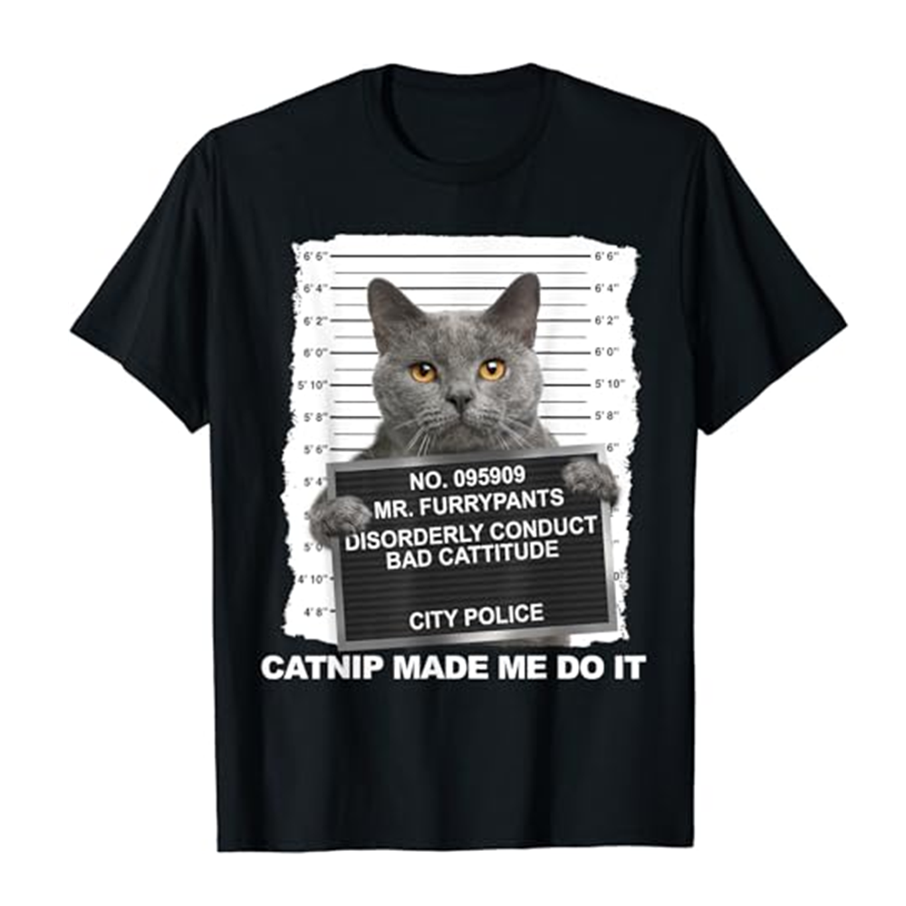 Adult Unisex Funny Cat Tee Black Short Sleeve T-shirt Outfits Top Costume