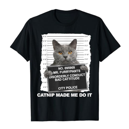 Adult Unisex Funny Cat Tee Black Short Sleeve T-shirt Outfits Top Costume