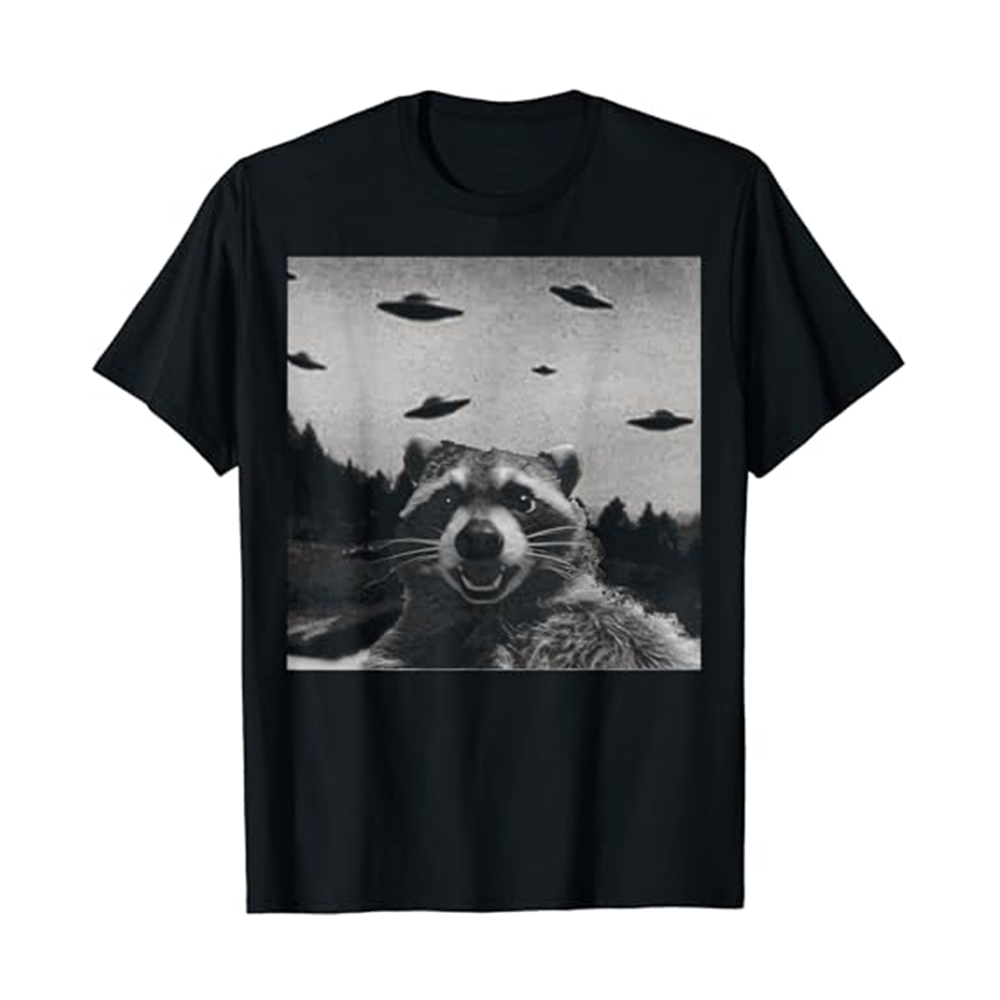 Adult Funny Raccoon Wild Animals Nature Lovers Black Short Sleeve T-shirt Outfits Top Costume