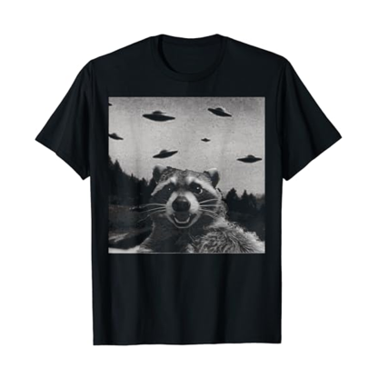 Adult Funny Raccoon Wild Animals Nature Lovers Black Short Sleeve T-shirt Outfits Top Costume