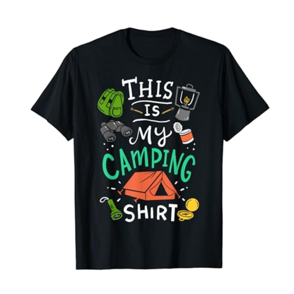 Adult This Is My Camping Tshirt Cute Black Short Sleeve T-shirt Outfits Top Costume