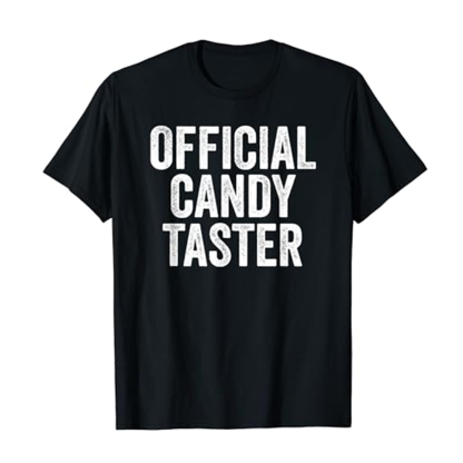 Adult Unisex Official Candy Taster Black Short Sleeve T-shirt Outfits Top Costume