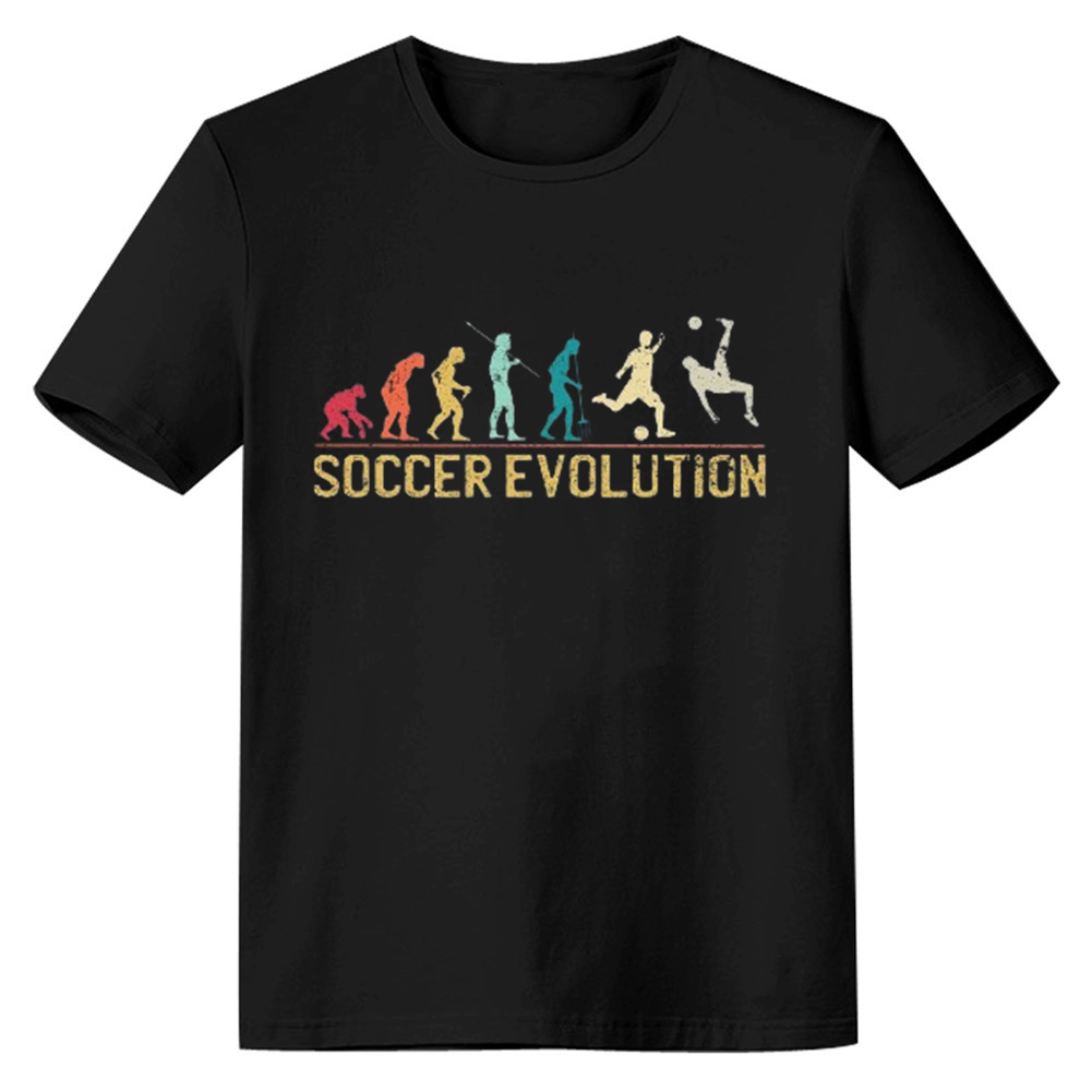 Adult Unisex Evolution of Soccer Sports Football Lover Black T-shirt Costume