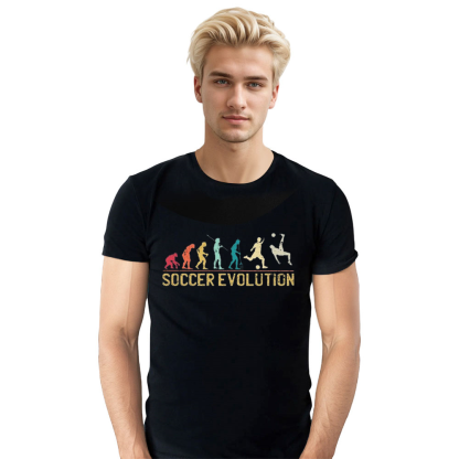 Adult Unisex Evolution of Soccer Sports Football Lover Black T-shirt Costume